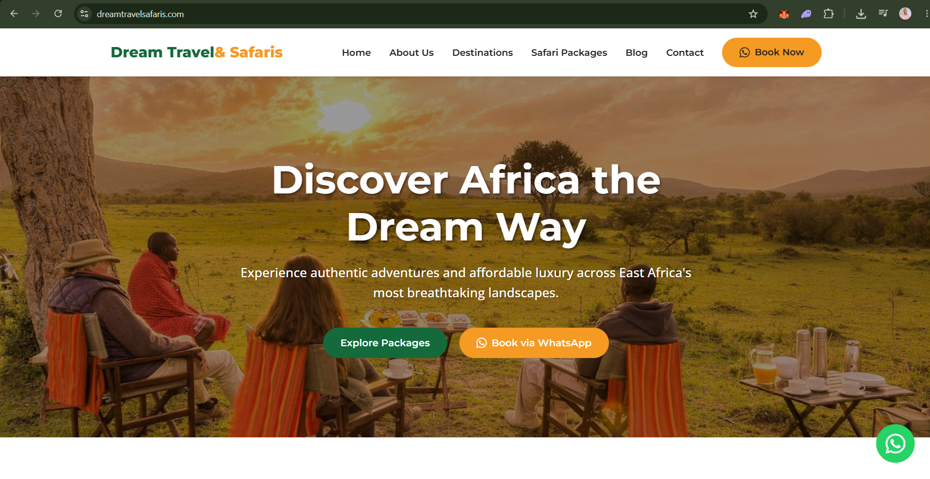 Dream Travel and Safaris website